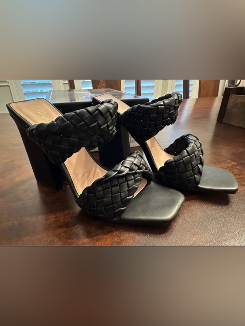 Qupid Black Braided Sandals Size 8 NIB